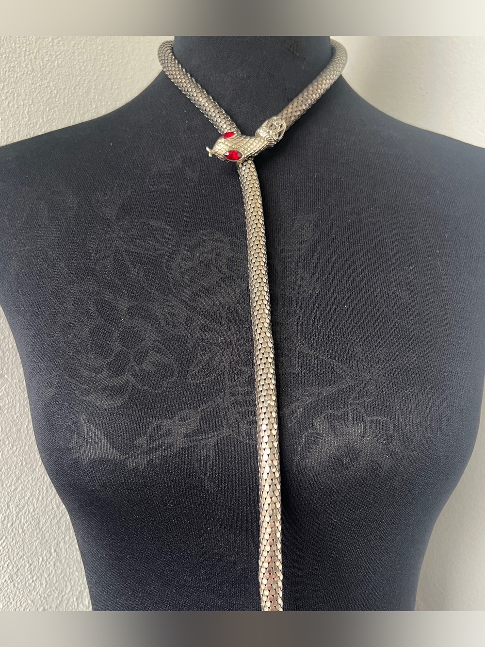 DL Auld Vintage Chainmail Mesh Snake Belt Necklace Silver Gunmetal Lariat 40” - Picture 7 of 14